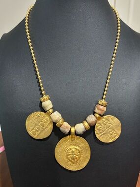 Vintage Chico’s gold coin beaded necklace